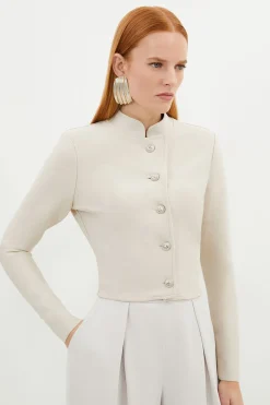 KarenMillen Veste Tricotée Ajustée Bandage Courte à Boutons<Femme Vestes & Manteaux
