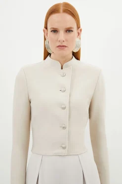 KarenMillen Veste Tricotée Ajustée Bandage Courte à Boutons<Femme Vestes & Manteaux
