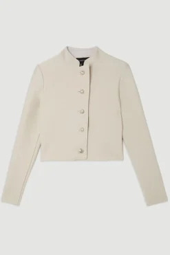 KarenMillen Veste Tricotée Ajustée Bandage Courte à Boutons<Femme Vestes & Manteaux