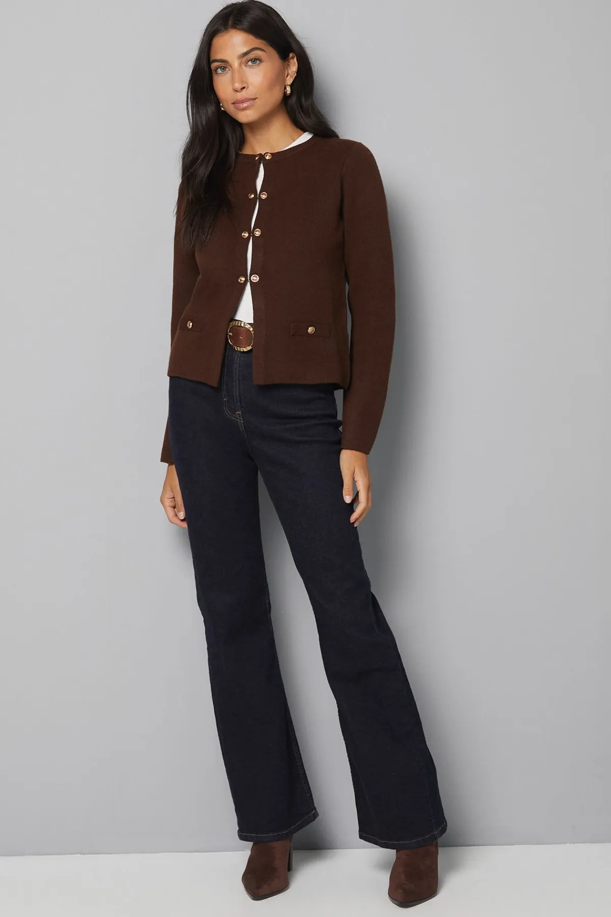 Wallis Veste Tricotée Cintrée à Double Boutonnage<Femme Looks Chocolat|Pulls Et Gilets