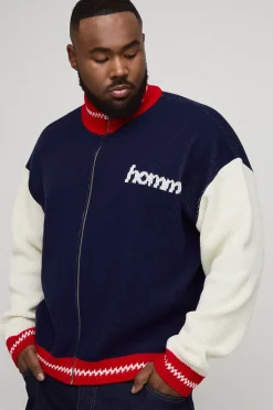 boohooMAN Veste tricotée pour homme, surdimensionnée, à fermeture éclair et col entonnoir<Homme Tout Afficher|Maille
