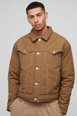 Veste Trucker Western en Nylon Boxy à Couture Contrastée