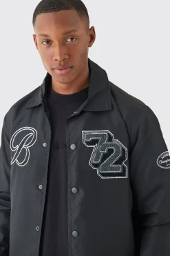 boohooMAN Veste universitaire à écusson<Homme Manteaux Et Vestes