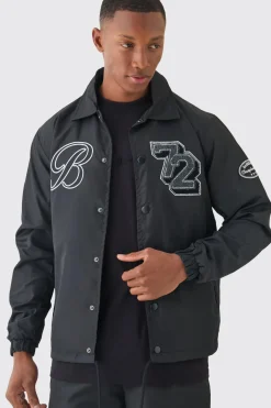 boohooMAN Veste universitaire à écusson<Homme Manteaux Et Vestes