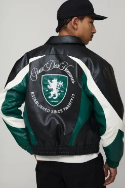 Veste Universitaire En SYNTHÉTIQUE À Panneaux Contrastés Avec Broderie