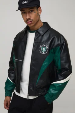 Veste Universitaire En SYNTHÉTIQUE À Panneaux Contrastés Avec Broderie