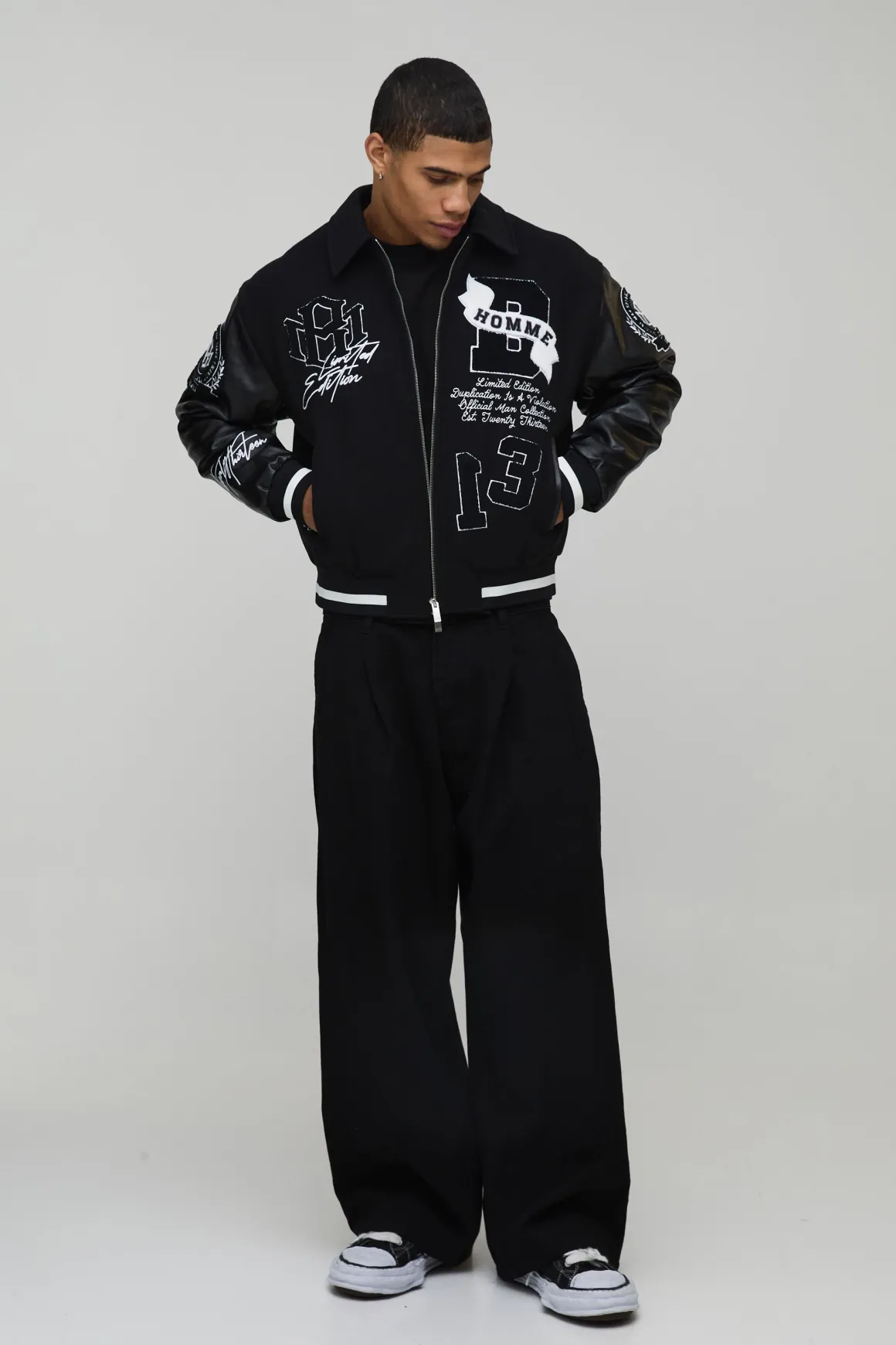 Veste Universitaire En Tissu Mixte Melton Et SYNTHÉTIQUE Avec Appliqué