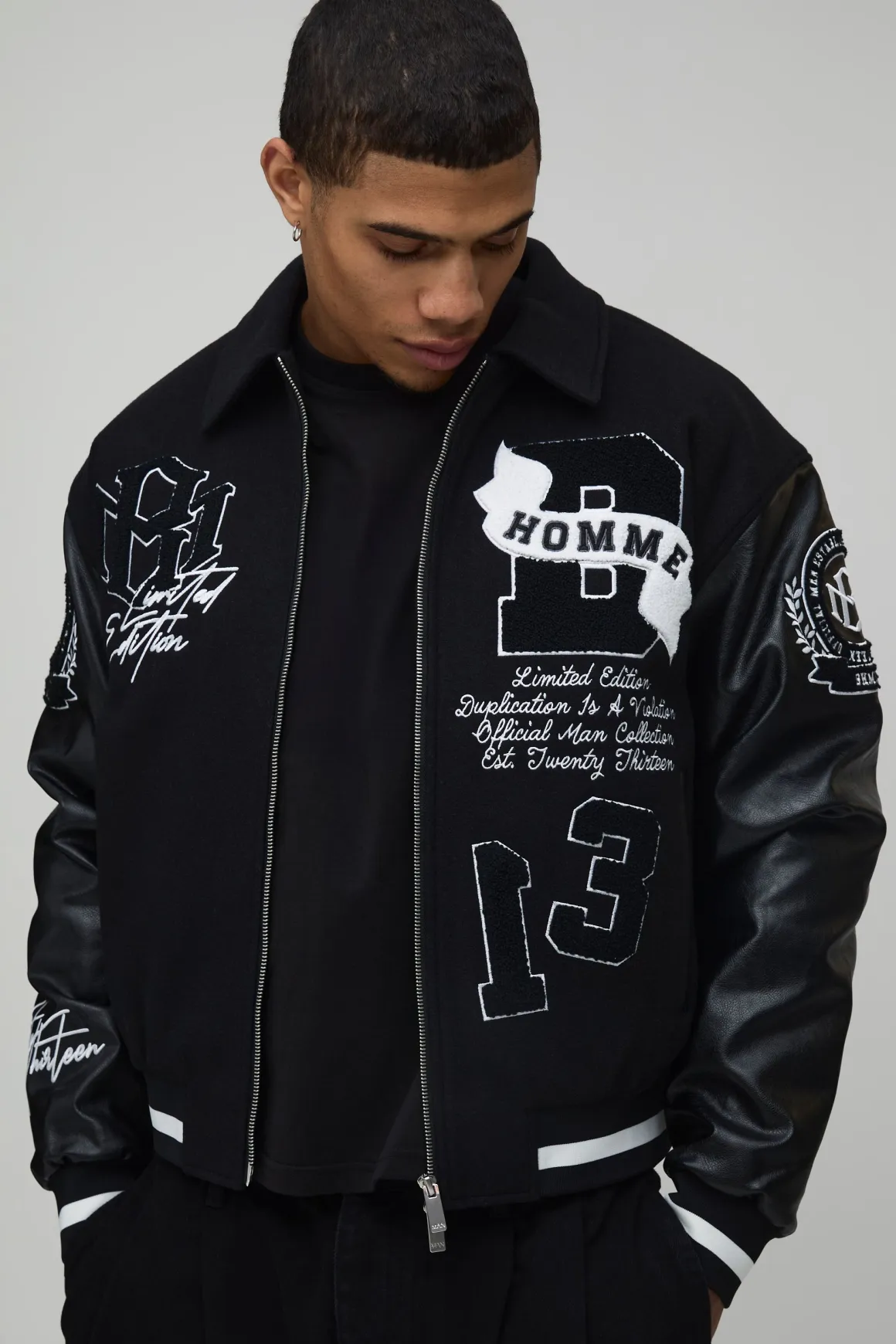 Veste Universitaire En Tissu Mixte Melton Et SYNTHÉTIQUE Avec Appliqué