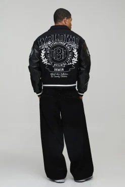 Veste Universitaire En Tissu Mixte Melton Et SYNTHÉTIQUE Avec Appliqué