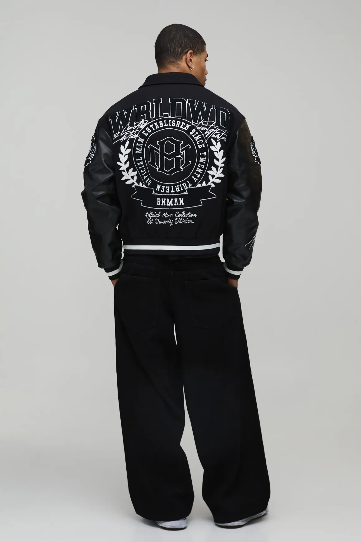 Veste Universitaire En Tissu Mixte Melton Et SYNTHÉTIQUE Avec Appliqué