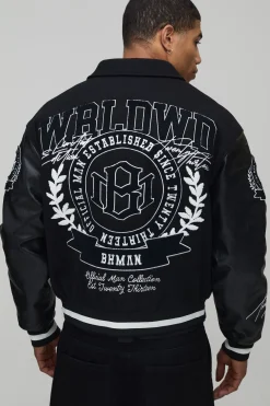 Veste Universitaire En Tissu Mixte Melton Et SYNTHÉTIQUE Avec Appliqué