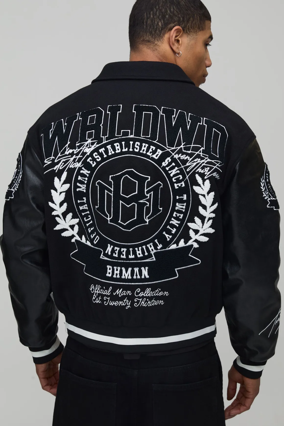 Veste Universitaire En Tissu Mixte Melton Et SYNTHÉTIQUE Avec Appliqué