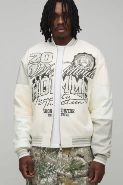 Veste Universitaire Haute En Tissu Mixte Melton Et SYNTHÉTIQUE Avec Ornements