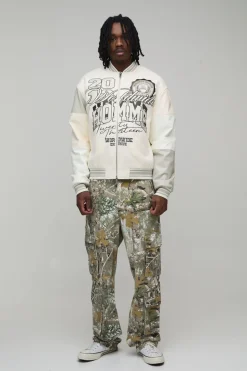 Veste Universitaire Haute En Tissu Mixte Melton Et SYNTHÉTIQUE Avec Ornements