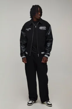 Veste Universitaire Ofcl Melton & Synthétique Coupe Ample Grande Taille