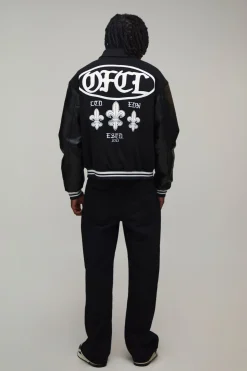 Veste Universitaire Ofcl Melton & Synthétique Coupe Ample Grande Taille