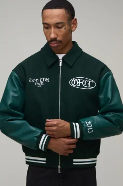 boohooMAN Veste Universitaire Officielle En Melton Et SYNTHÉTIQUE<Homme Manteaux Et Vestes