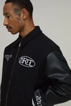 boohooMAN Veste Universitaire Officielle En Melton Et Synthétique<Homme Manteaux Et Vestes
