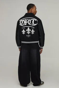 boohooMAN Veste Universitaire Officielle En Melton Et Synthétique<Homme Manteaux Et Vestes