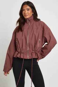 boohoo Veste Utilitaire Col Montant Avec Taille Cintrée<Femme Vestes & Manteaux