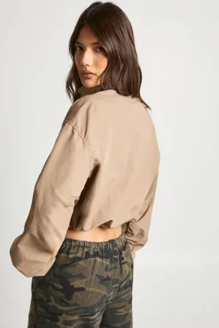 Veste Utilitaire Courte à Col Cheminée