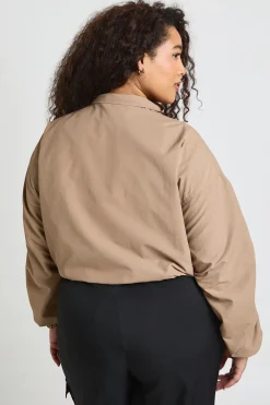 Veste Utilitaire Courte À Col Montant Grande Taille