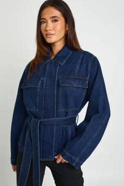 Veste Utilitaire En Denim Avec Ceinture