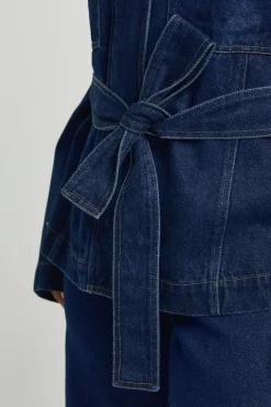 Veste Utilitaire En Denim Grande Taille Avec Ceinture