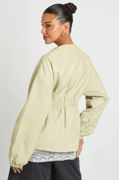Veste Utilitaire À Poches En Synthétiquecuir Avec Taille Cintrée