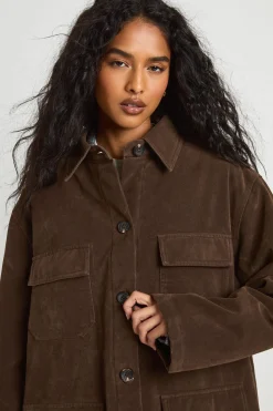Veste utilitaire à poches style Suede Look