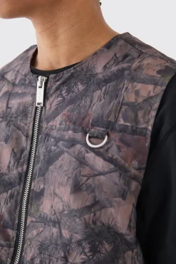 Veste utilitaire sans manches en nylon à imprimé camouflage