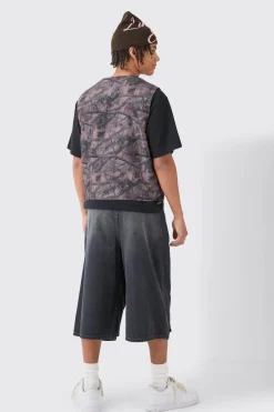 Veste utilitaire sans manches en nylon à imprimé camouflage