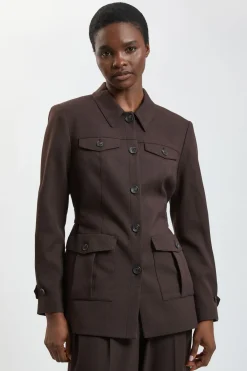 KarenMillen Veste Utilitaire À Texture Chevron<Femme Manteaux Et Vestes D’Automne|Vestes & Manteaux