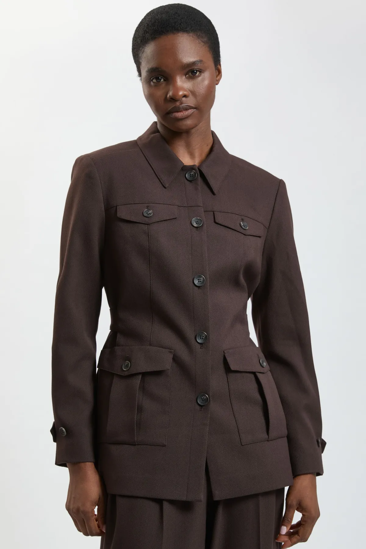 KarenMillen Veste Utilitaire À Texture Chevron<Femme Manteaux Et Vestes D’Automne|Vestes & Manteaux
