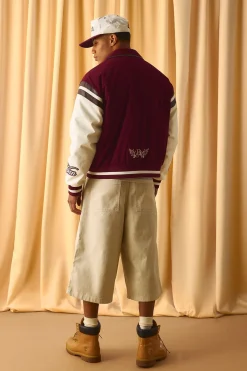 Veste Varsity avec appliqué de corde et manches en synthétique