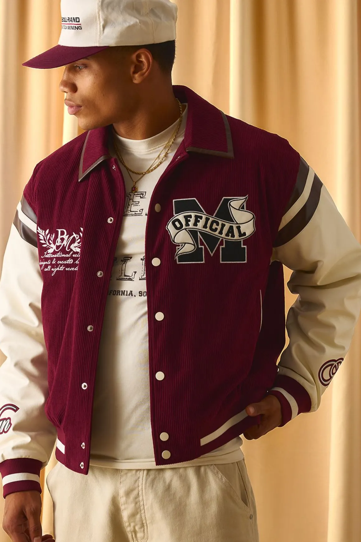 Veste Varsity avec appliqué de corde et manches en synthétique
