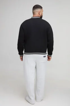 Veste varsity brodée pour homme en jersey oversize Plus