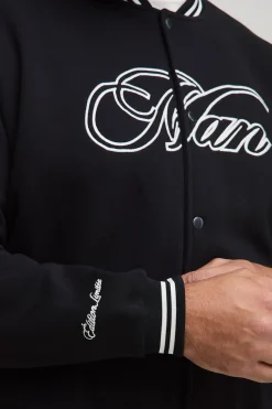 Veste varsity brodée pour homme en jersey oversize Plus