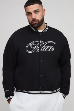 Veste varsity brodée pour homme en jersey oversize Plus