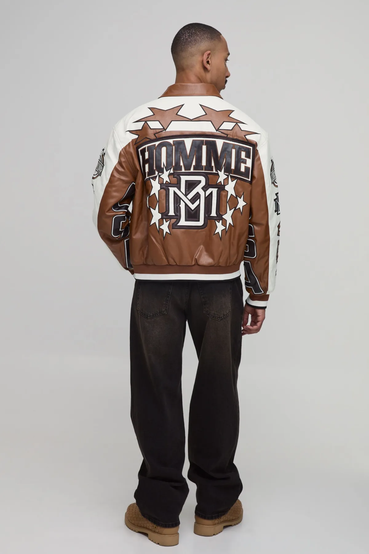 boohooMAN Veste Varsity Homme Star En SYNTHÉTIQUE Texturé<Homme Manteaux Et Vestes