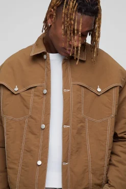 Veste Western Boxy Rembourrée à Surpiqûres Contrastées Tall