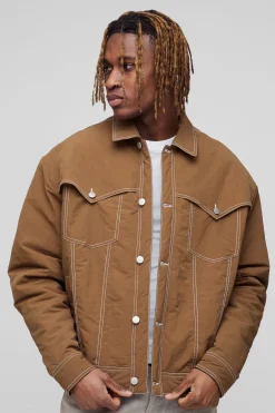 Veste Western Boxy Rembourrée à Surpiqûres Contrastées Tall