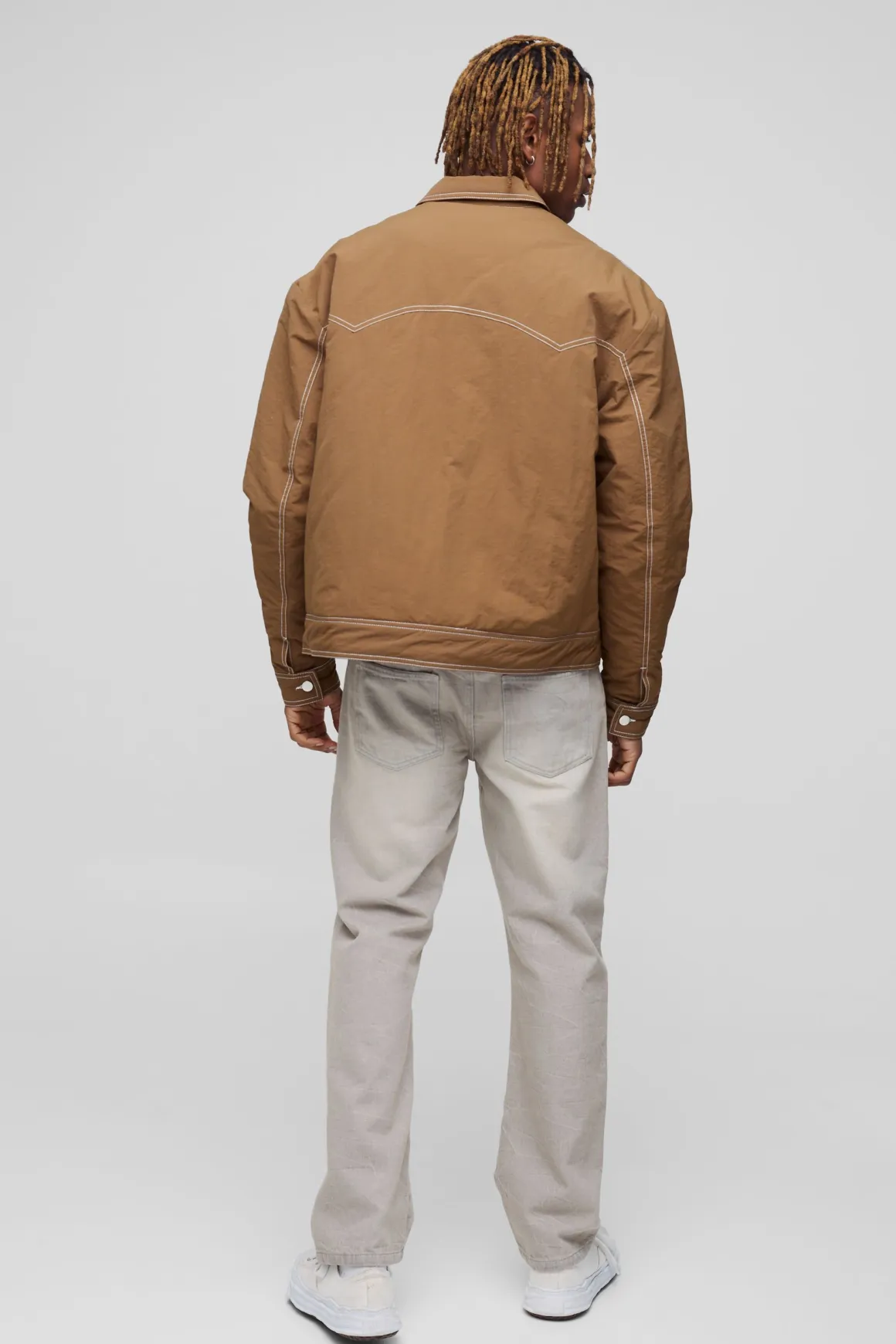 Veste Western Boxy Rembourrée à Surpiqûres Contrastées Tall