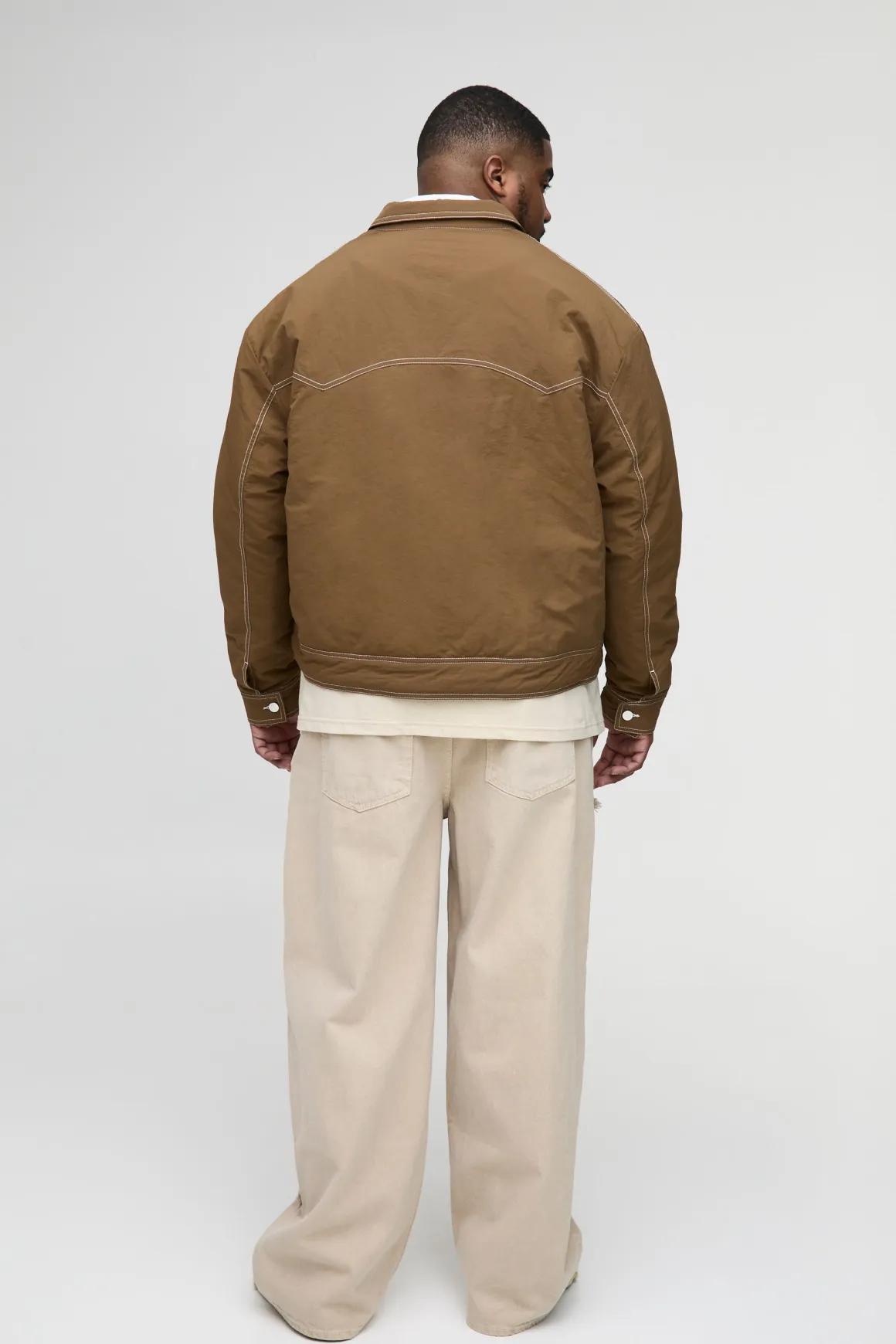 Veste Western Boxy rembourrée à surpiqûres contrastées