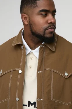 Veste Western Boxy rembourrée à surpiqûres contrastées