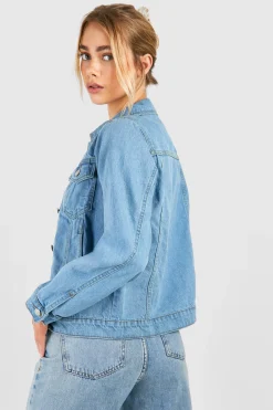 boohoo Veste Western en Denim<Femme Vestes & Manteaux|Denim