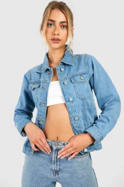 boohoo Veste Western en Denim<Femme Vestes & Manteaux|Denim