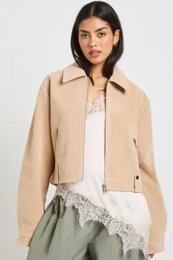 Veste Zippée Aspect Daim