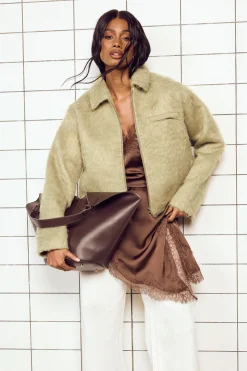 boohoo Veste Zippée Aspect Laine<Femme Manteaux Et Vestes D’Automne|Vestes & Manteaux