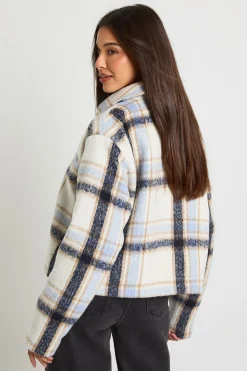 Veste Zippée à Carreaux Aspect Laine